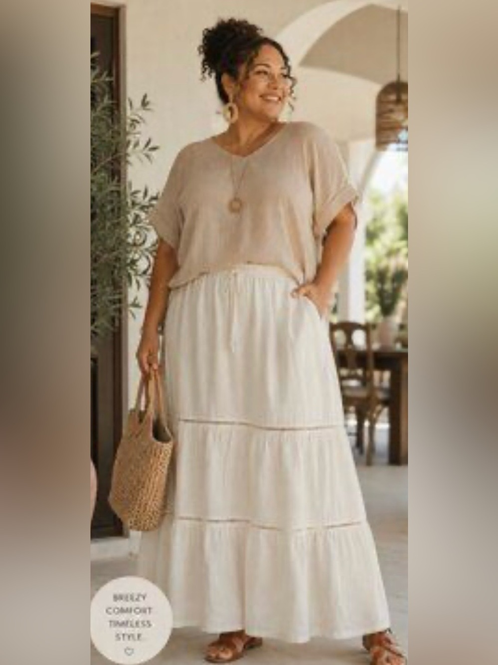 Ava & Viv|White Cream Tiered ruffle Maxi Skirt,cottagecore boho style•••Cotton